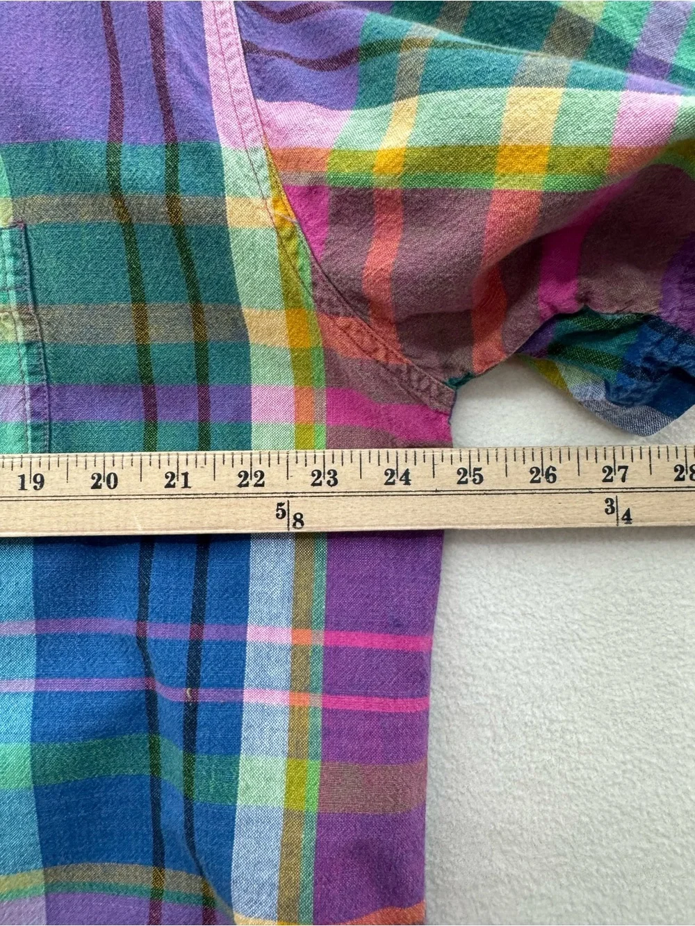 Shaver Lake Women’s 1X Plaid Multicolored Button Up Short Sleeve Top